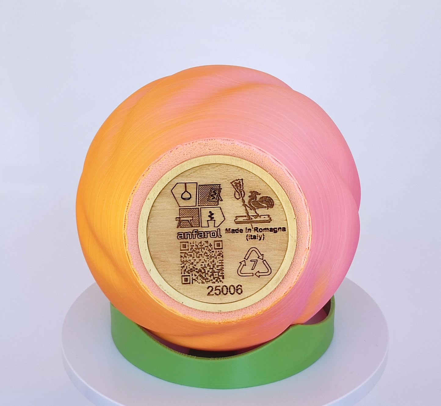 Modern, roomy vase, color with gradual pink-orange shading.