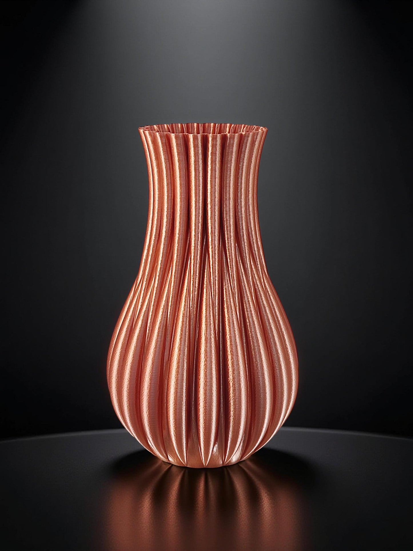 Modern, large and tall vase, copper colored.