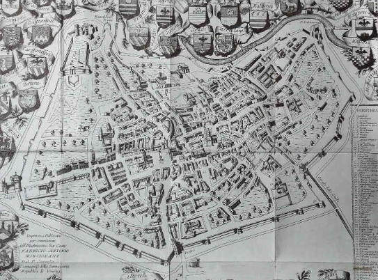 Mappa antica Forlì, ca. 1695