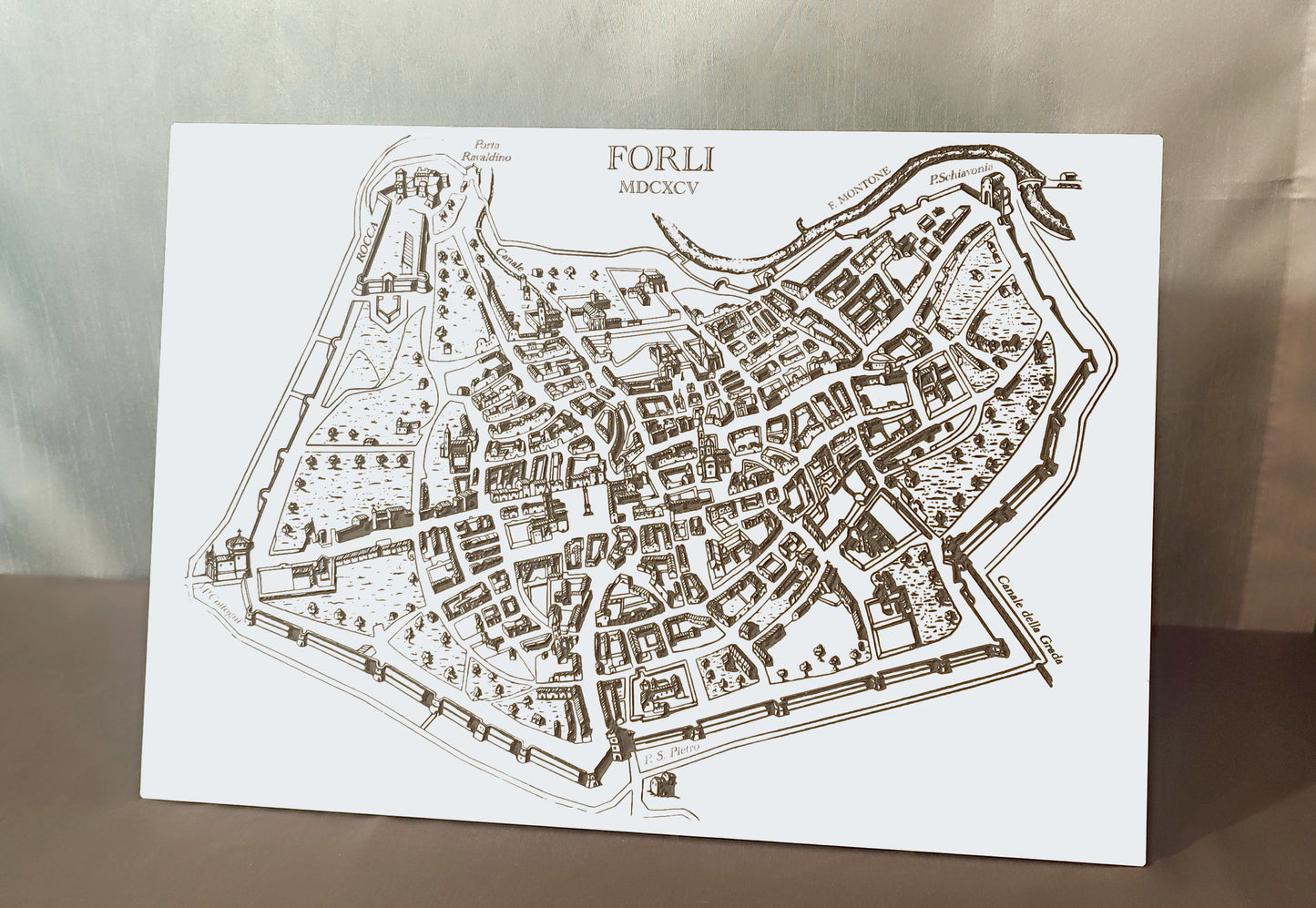 Mappa antica Forlì, ca. 1695