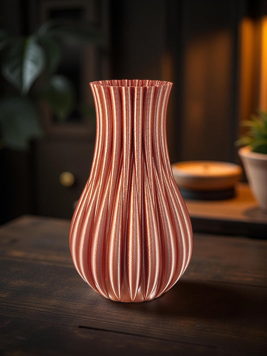 Modern, large and tall vase, copper colored.