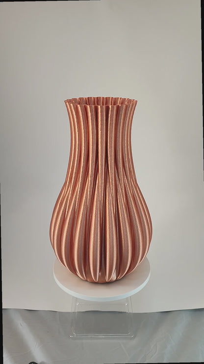 Modern, large and tall vase, copper colored.