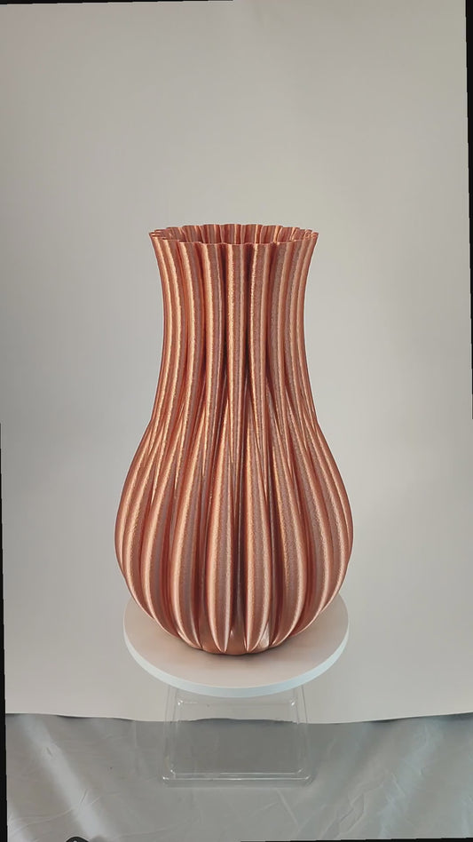 Modern, large and tall vase, copper colored.