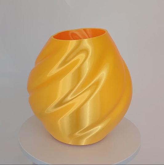 Modern, roomy vase, bright golden yellow color