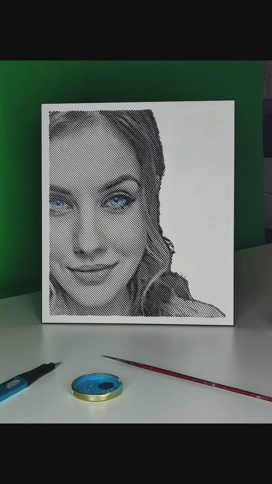 Quadro inciso in bianco e nero, personalizzato. Idea regalo UNICA.