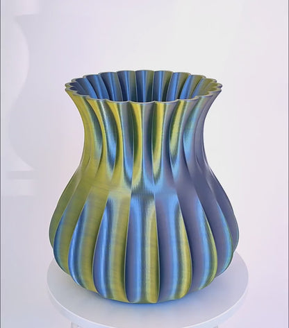 Modern, roomy, multi-coloured gold - black vase